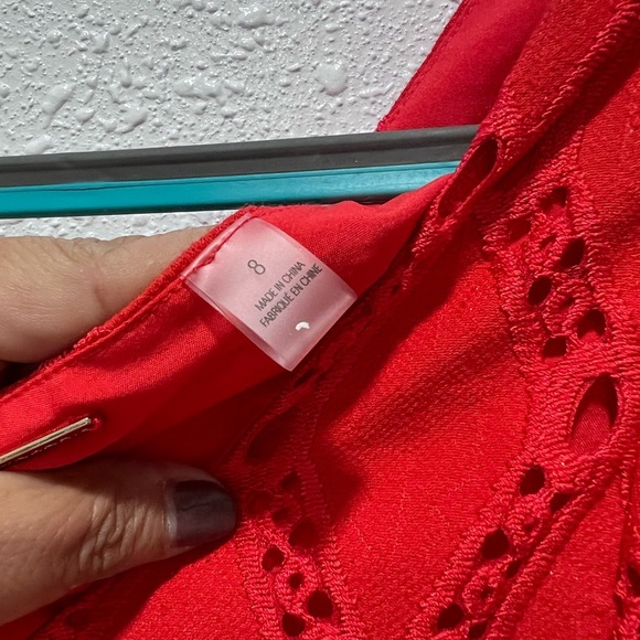 T Tahari Vibrant knee-length eyelet Red Midi Dress 8 - Picture 6 of 9